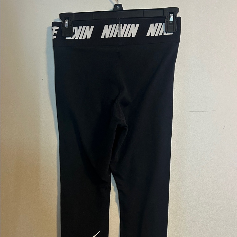 Nike Black Leggings with White Logo - Picture 3 of 4